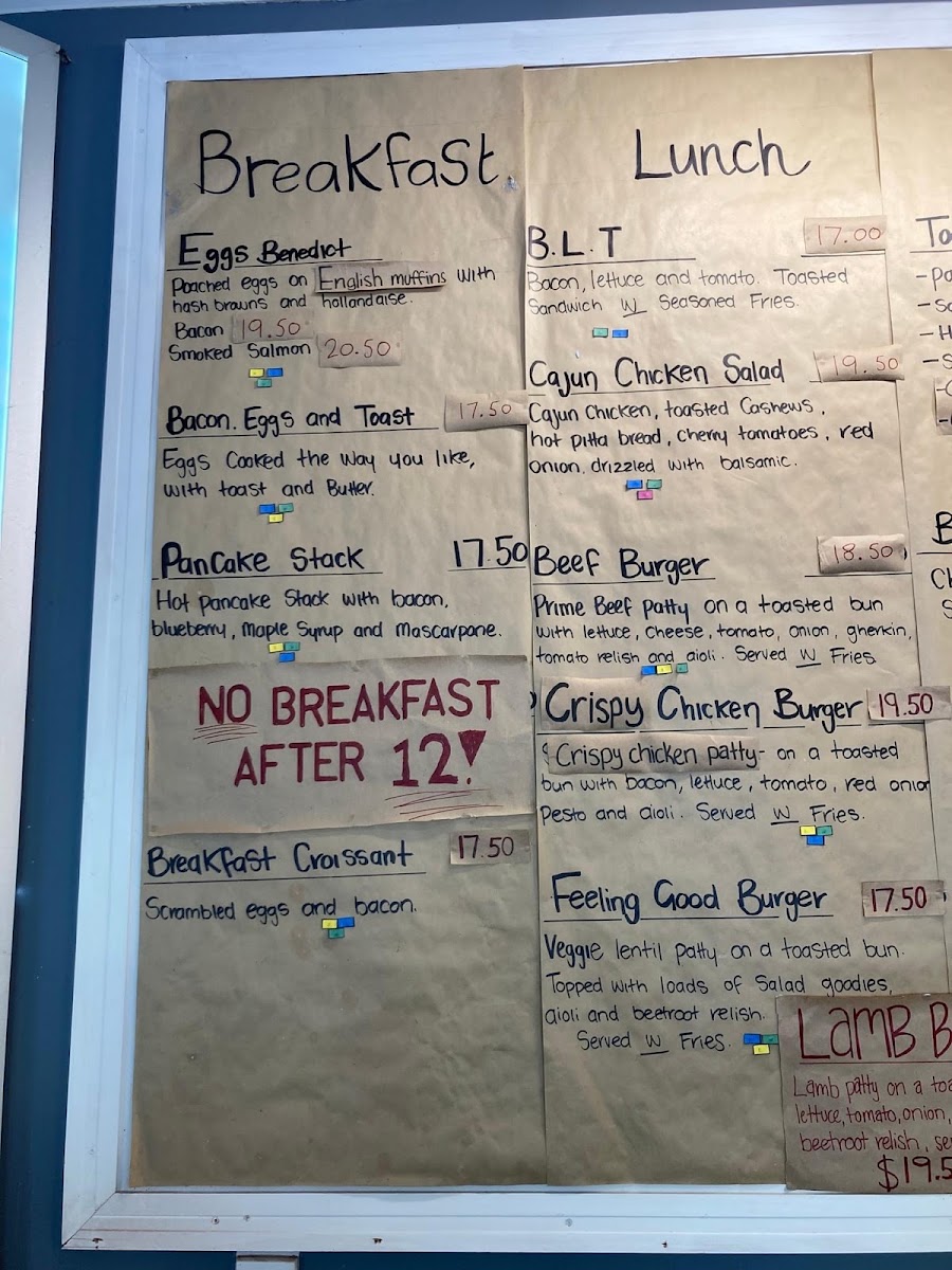 Cafe29 menu board
