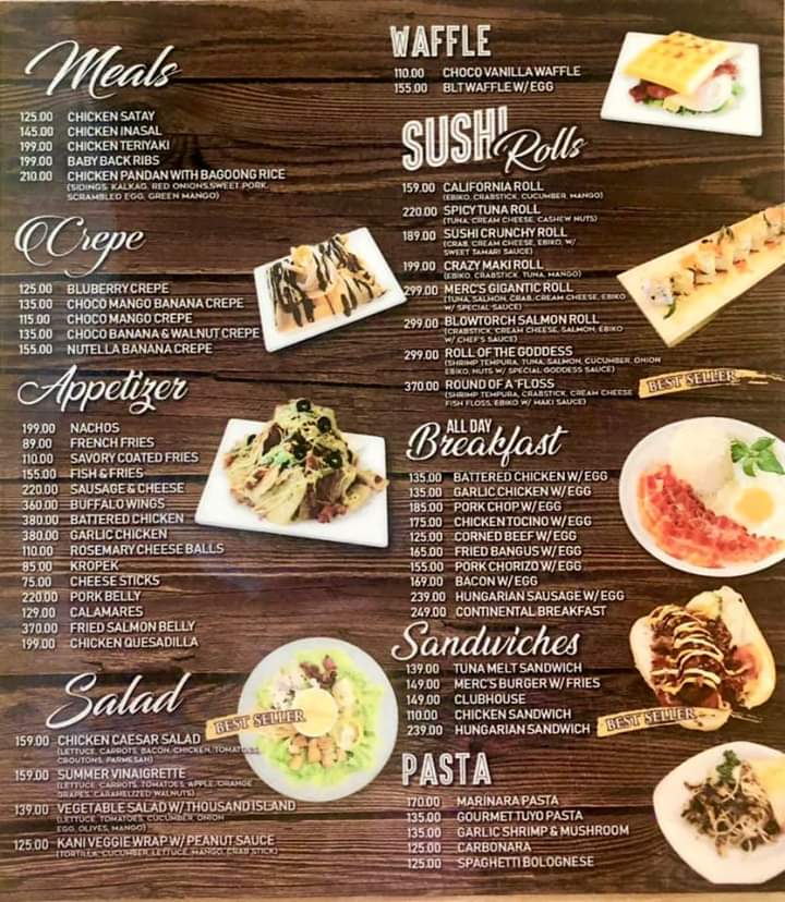 Merc's Cafe menu board