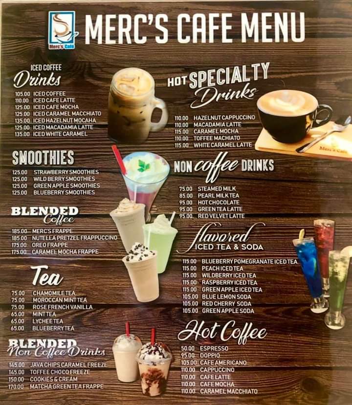 Merc's Cafe menu board