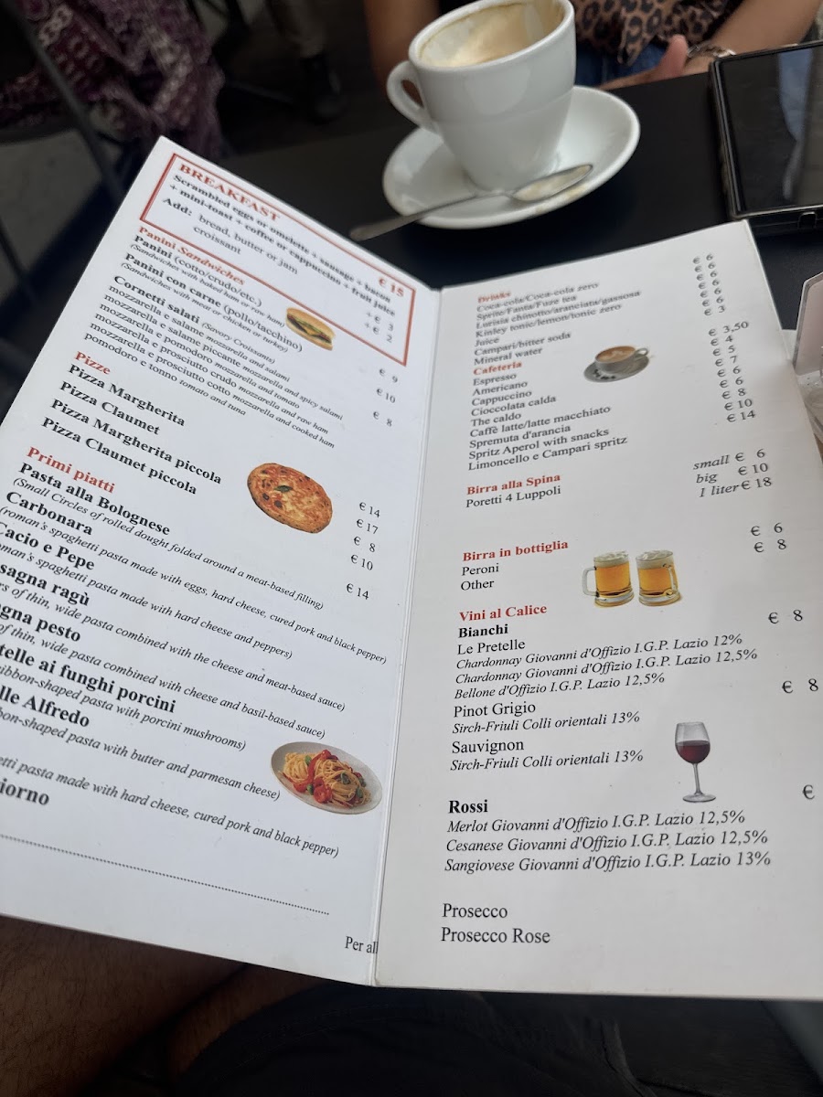 Sanpietrino Caffè menu board