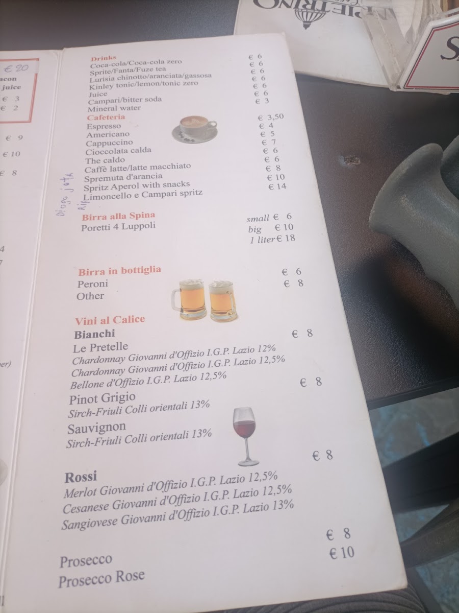 Sanpietrino Caffè menu board
