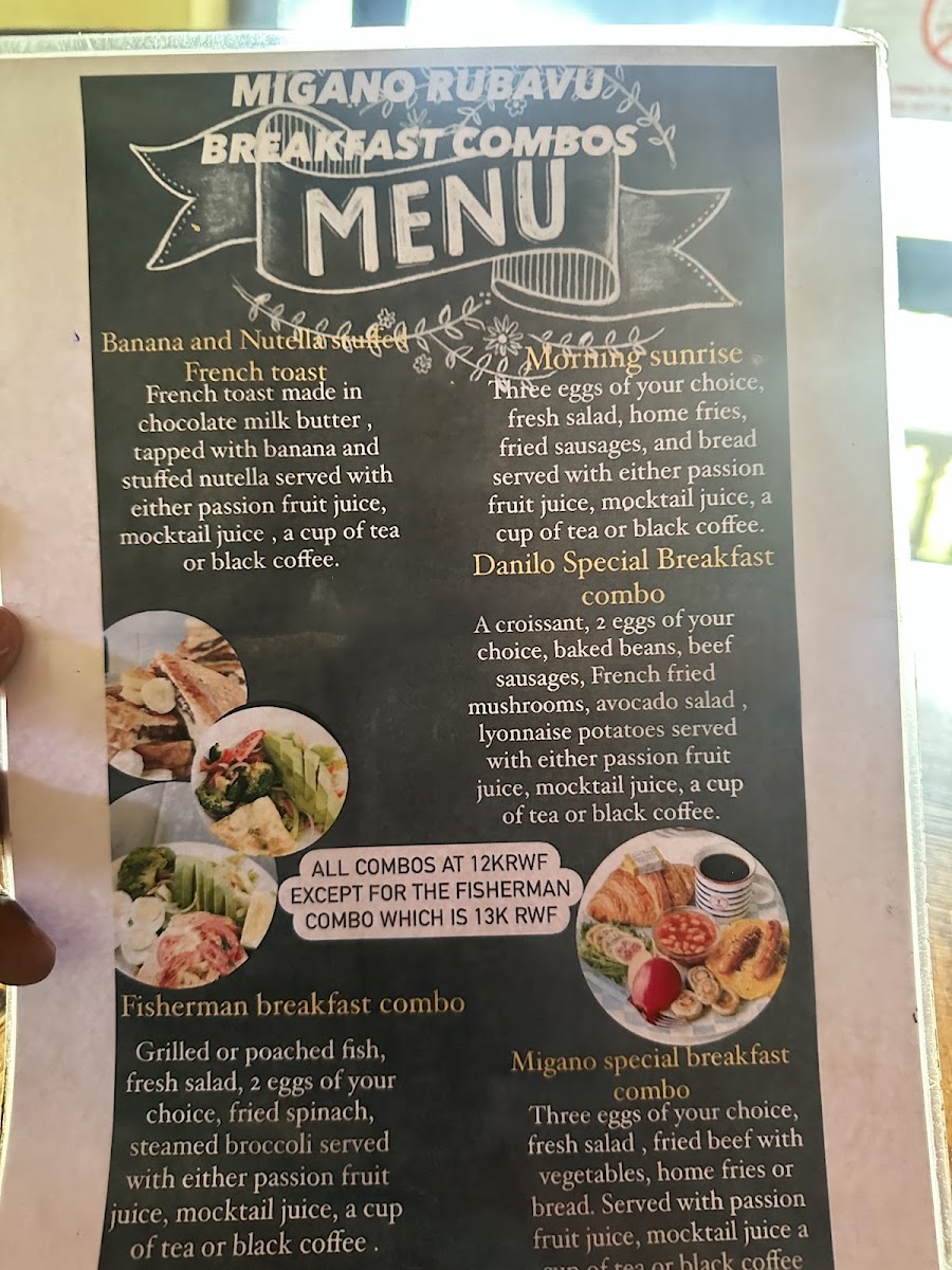Migano Cafe (Rubavu) menu board