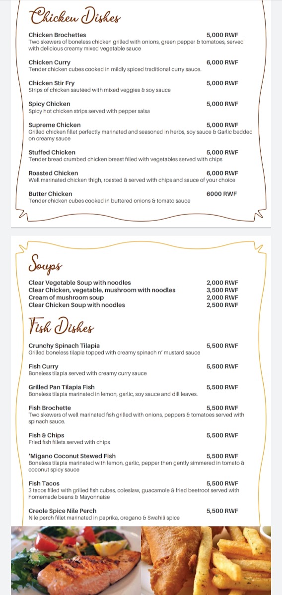 Migano Cafe (Rubavu) menu board