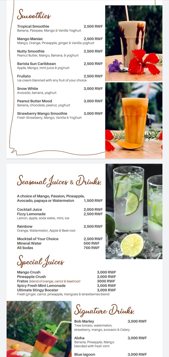 Migano Cafe (Rubavu) menu board