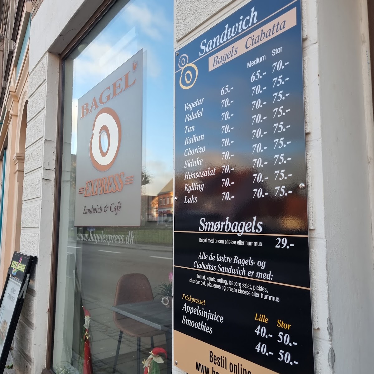 Bagel Express menu board