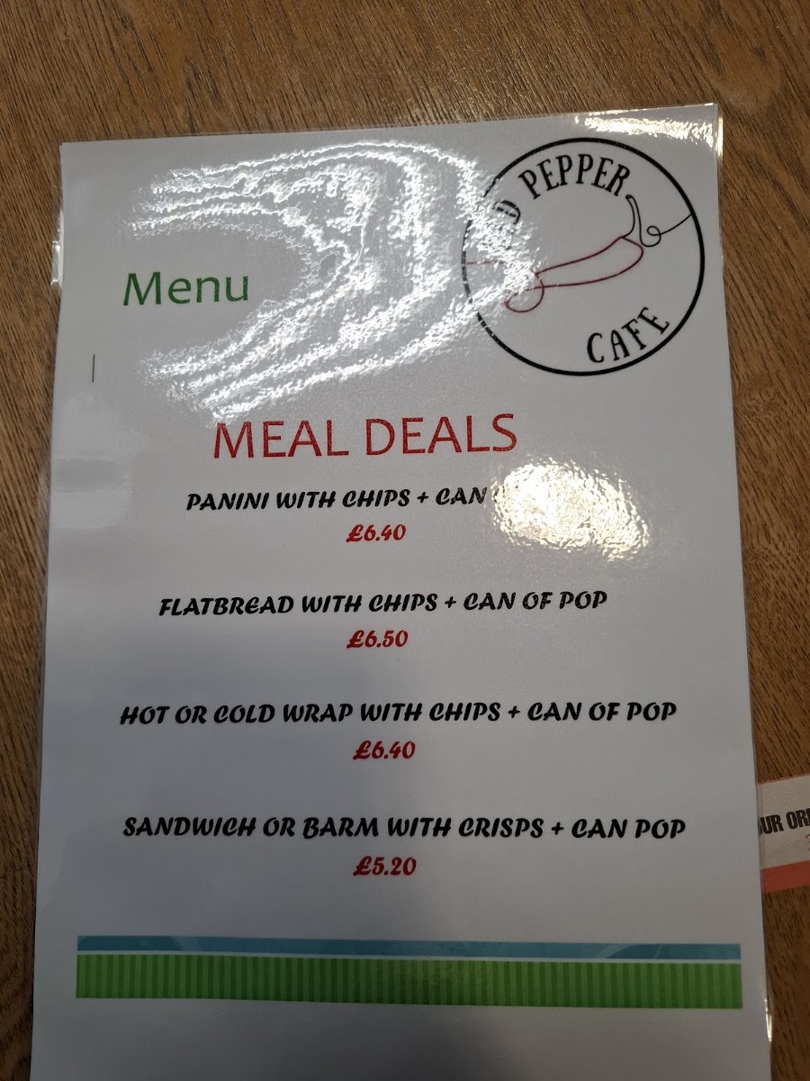 Red Pepper Cafe menu board