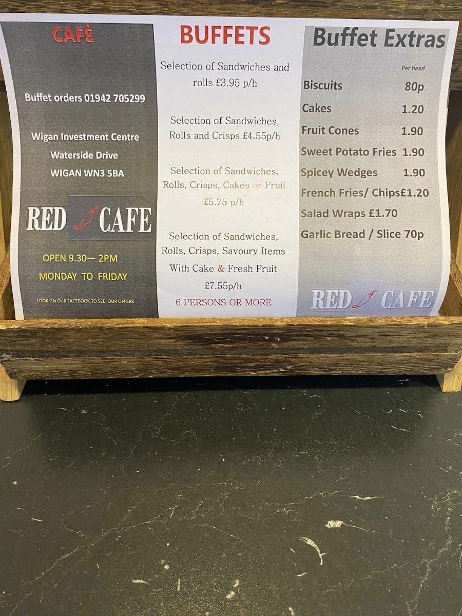 Red Pepper Cafe menu board