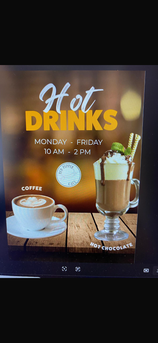 Red Pepper Cafe menu board