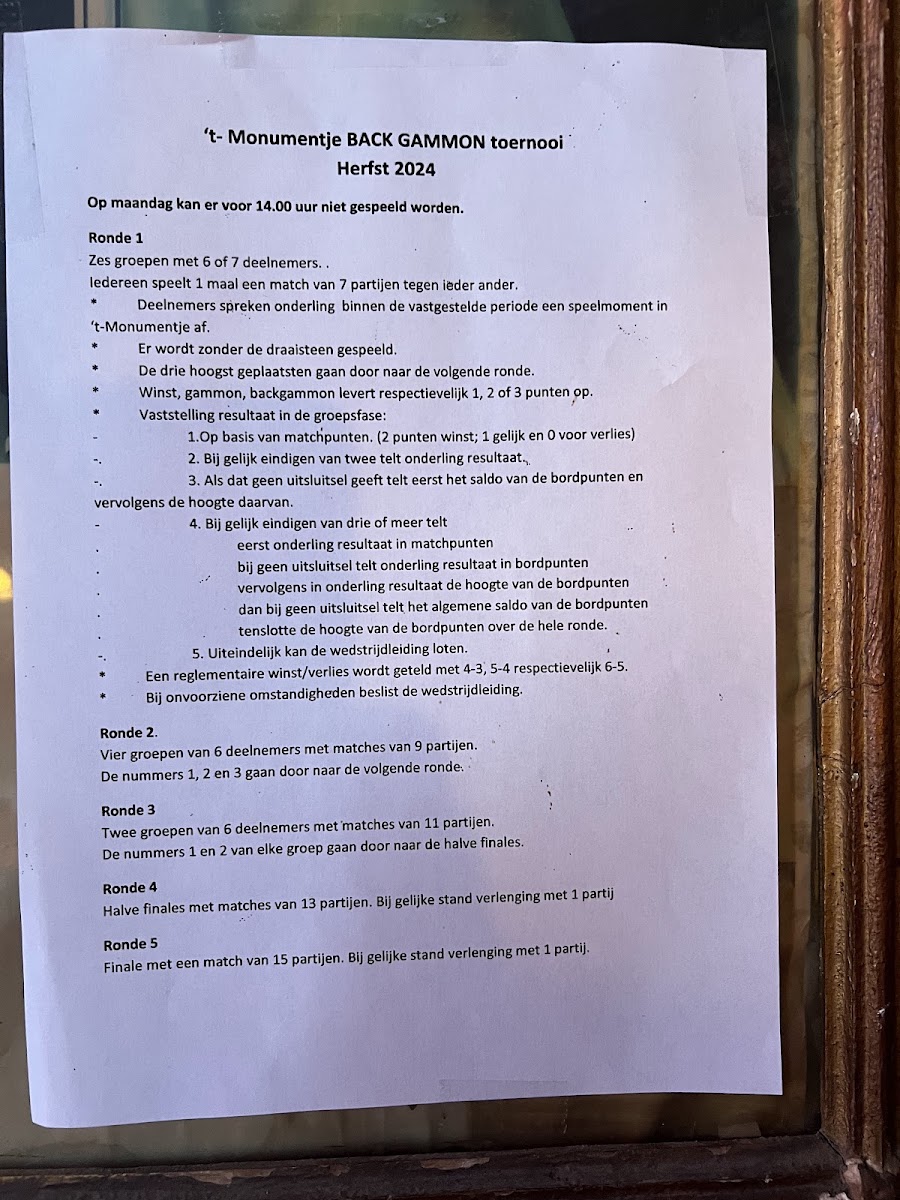 Café 't Monumentje menu board