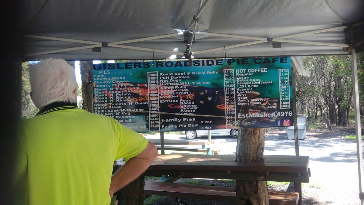 Gisler's Roadside Pie Cafe menu board