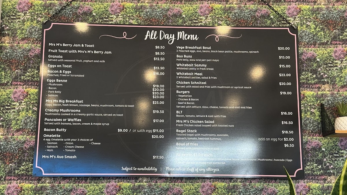 Mrs M's menu board