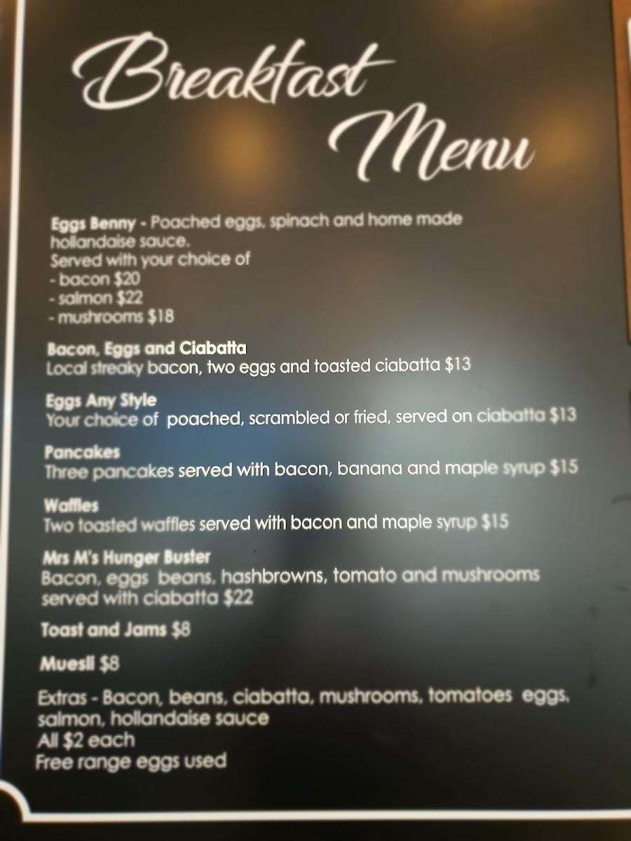Mrs M's menu board