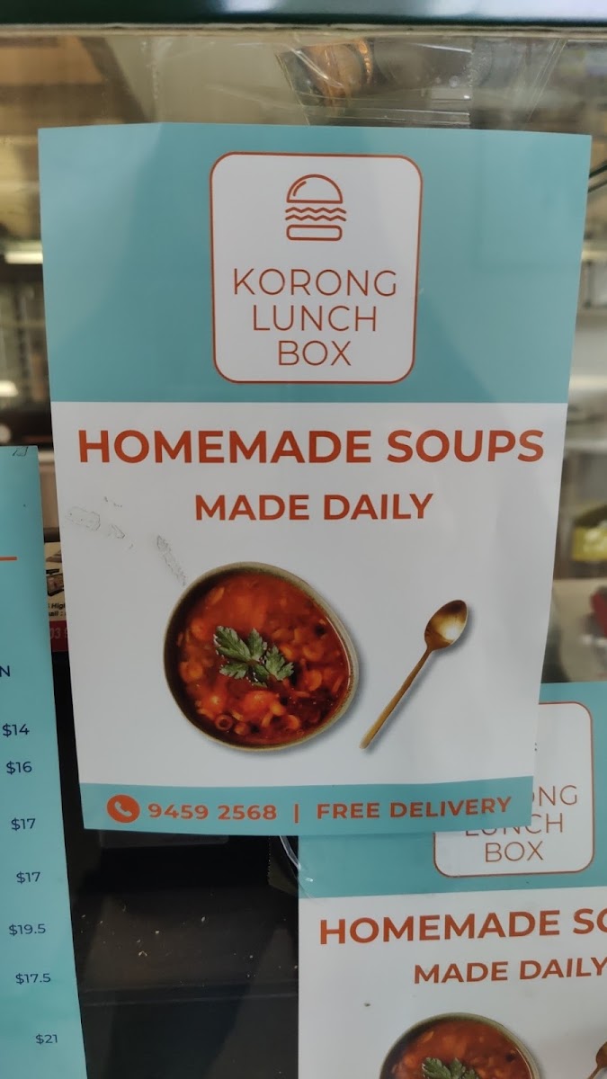 Korong Lunch Box menu board