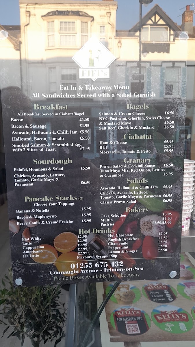 Fifi's menu board
