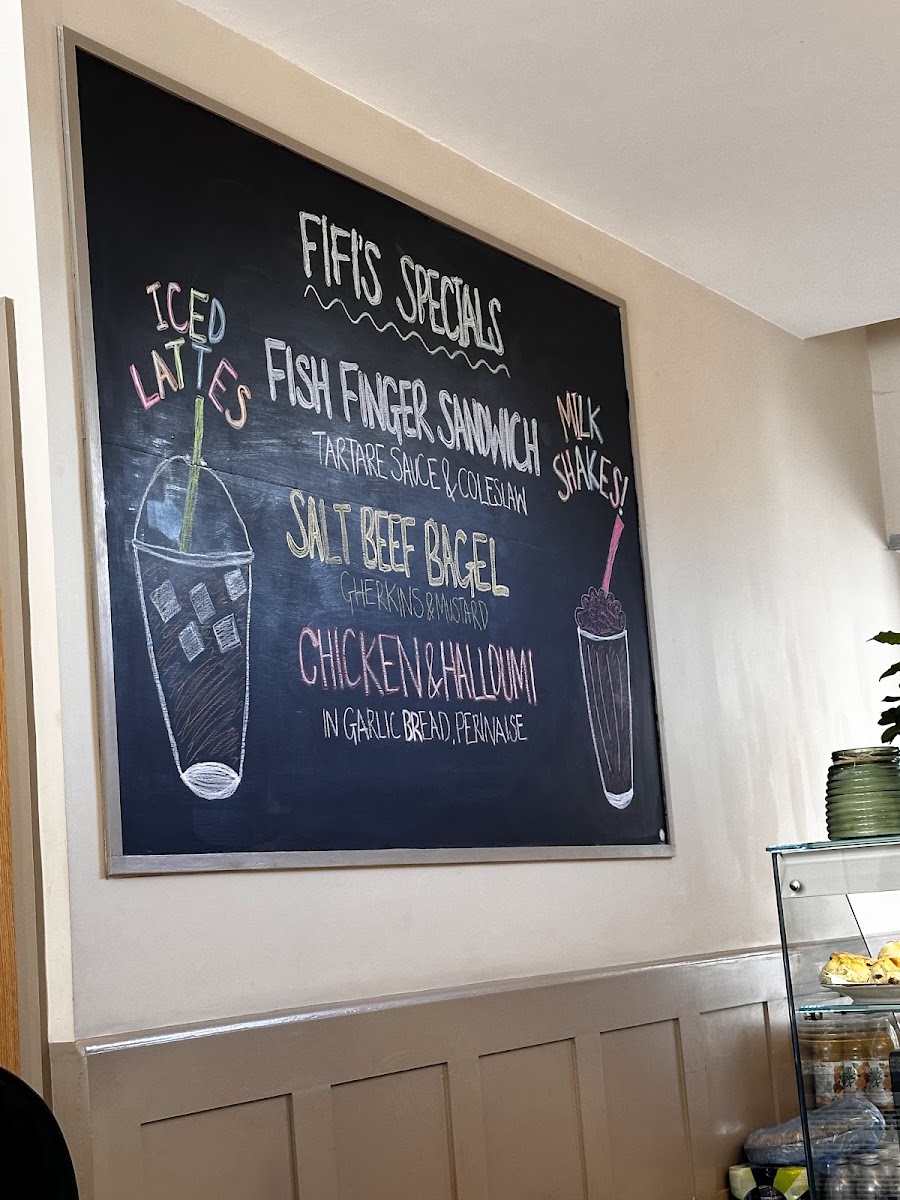 Fifi's menu board