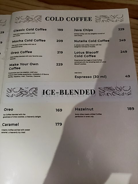Devi Coffee Day menu board