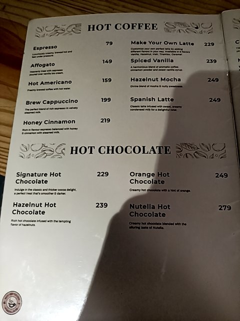 Devi Coffee Day menu board