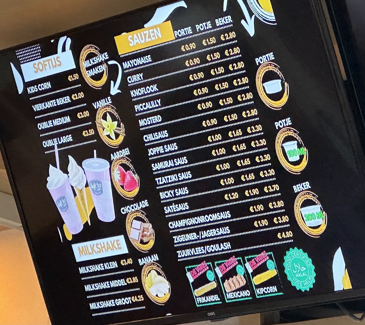 Cafetaria De Boemerang menu board