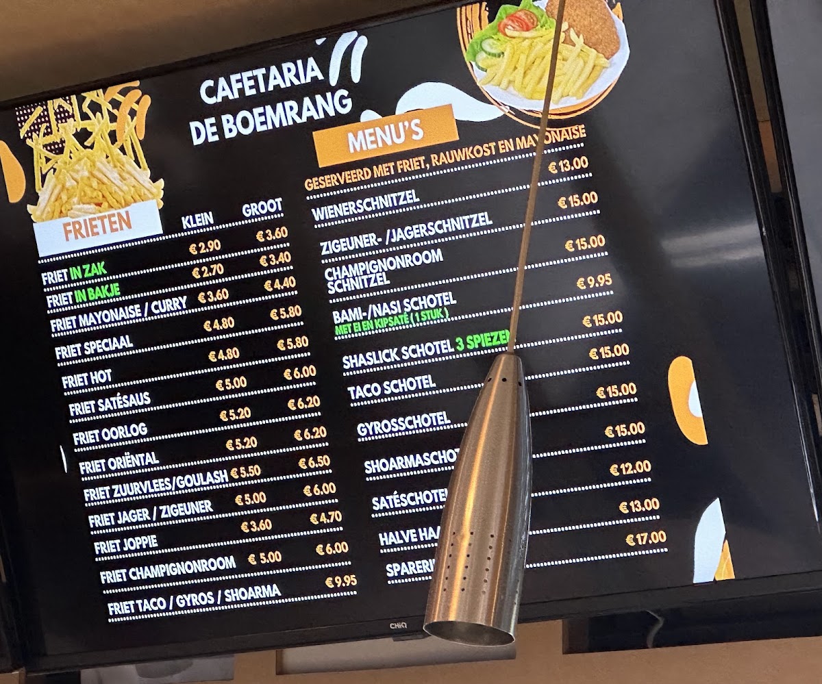 Cafetaria De Boemerang menu board