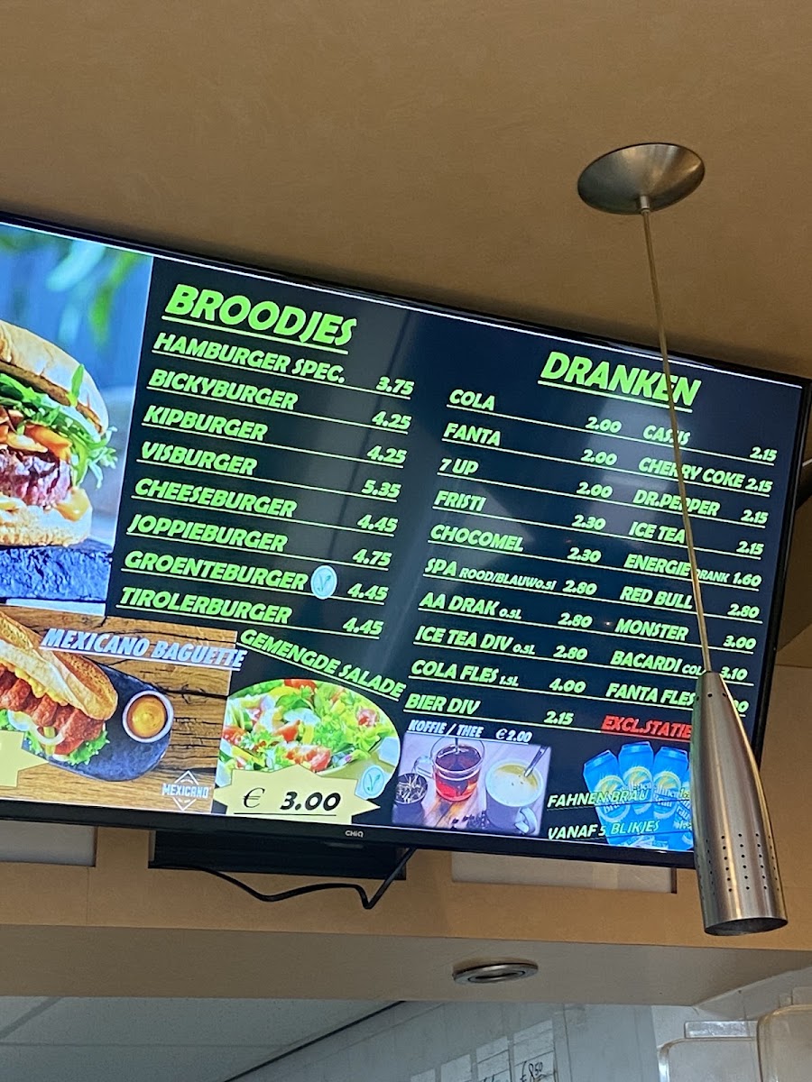 Cafetaria De Boemerang menu board