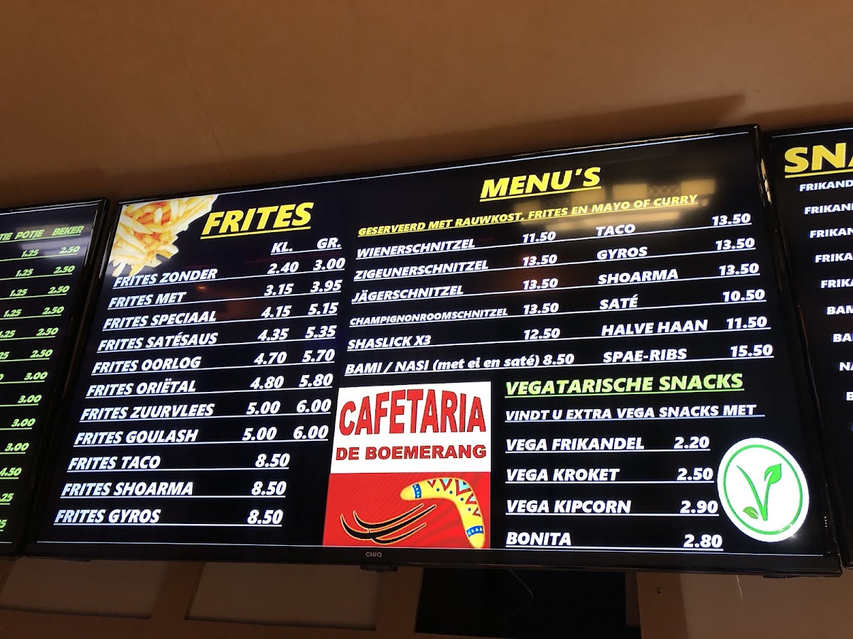 Cafetaria De Boemerang menu board