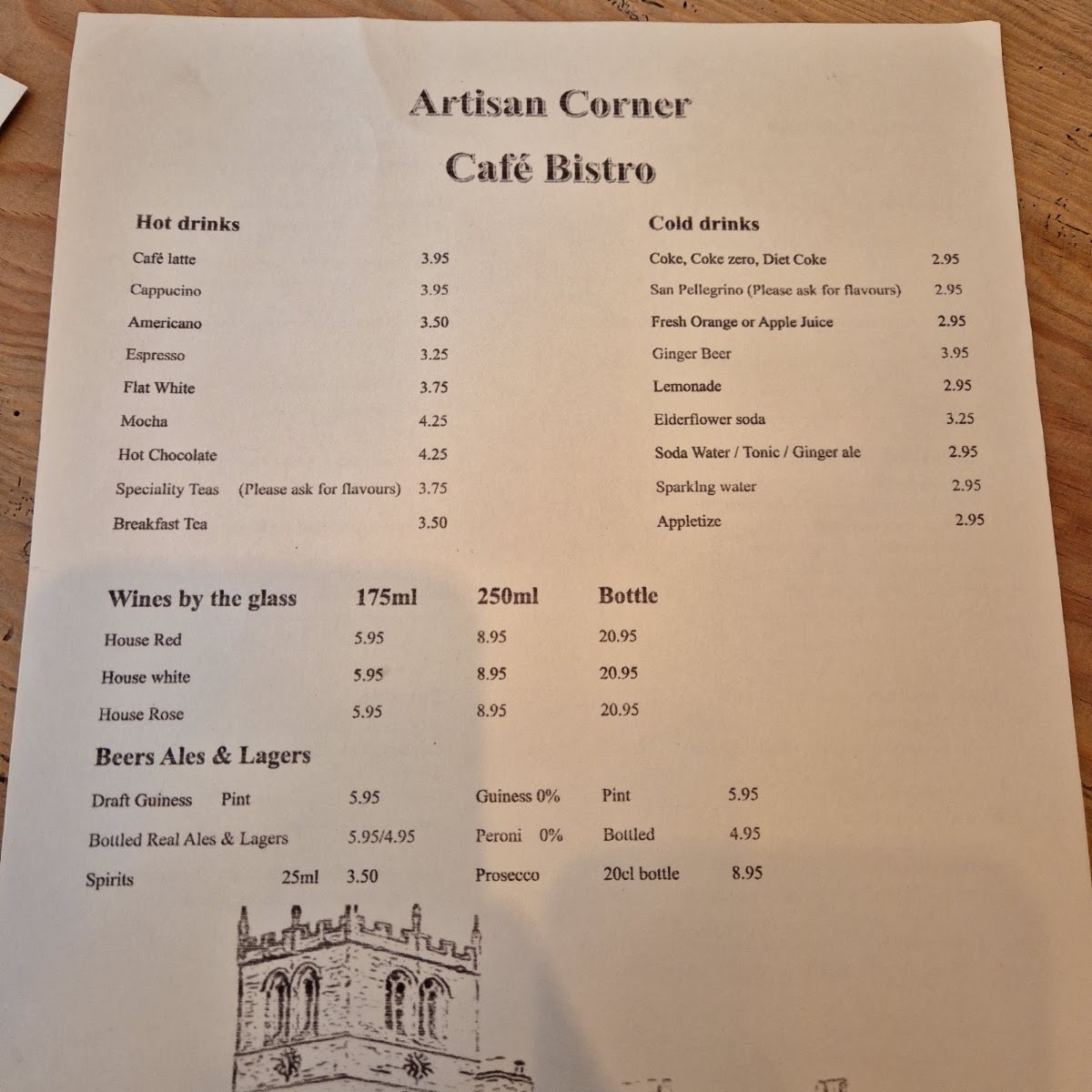 Artisan corner cafe & bistro menu board