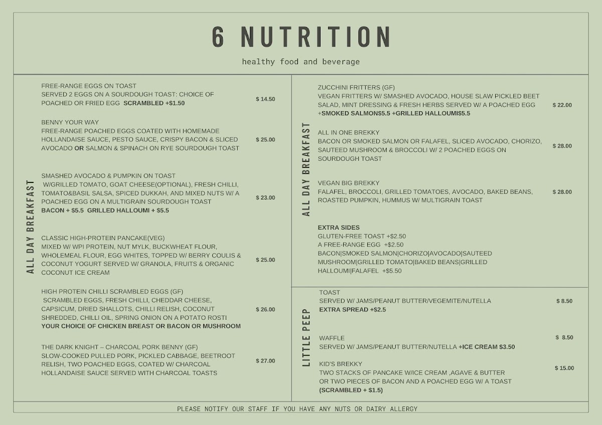 6 Nutrition menu board