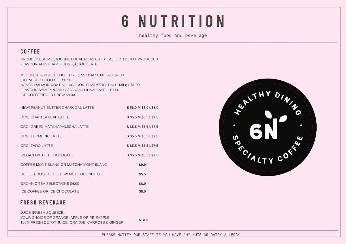 6 Nutrition menu board
