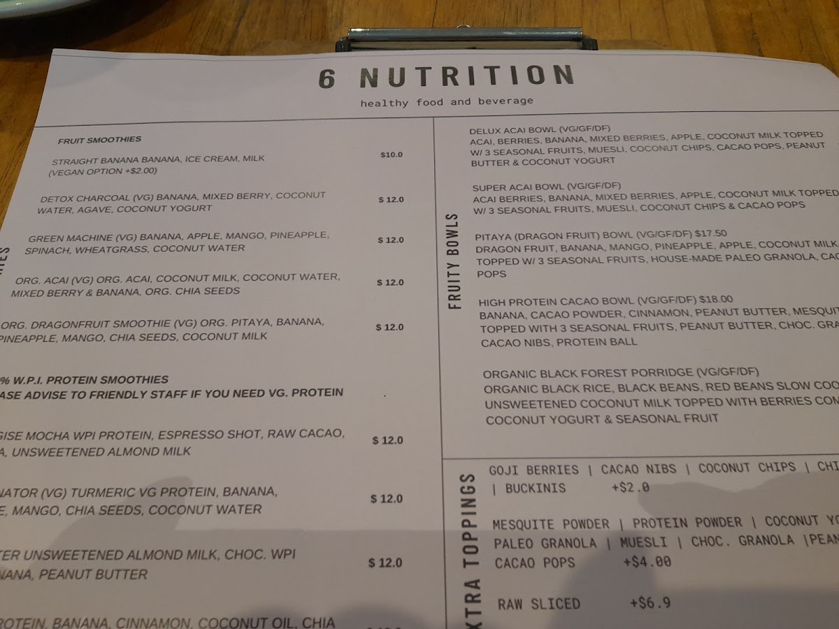 6 Nutrition menu board