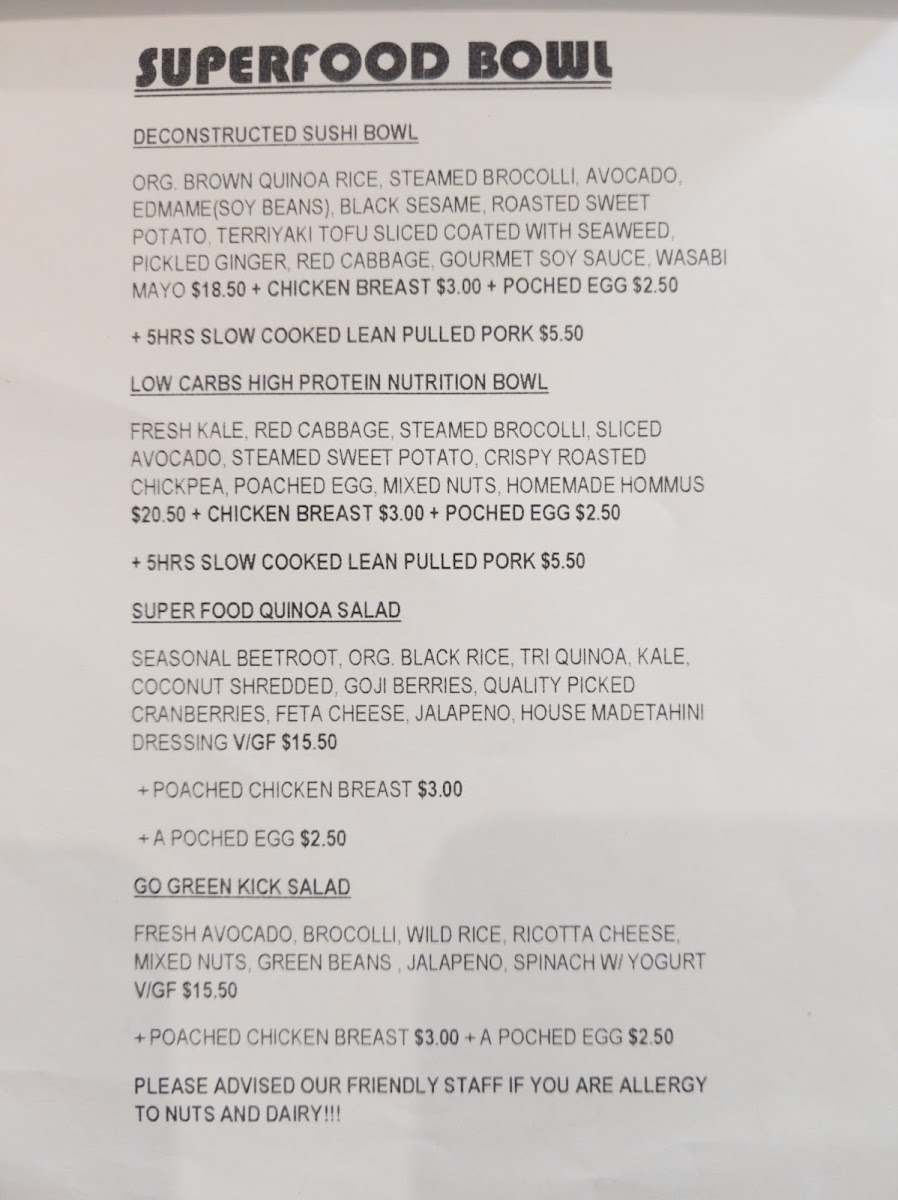 6 Nutrition menu board