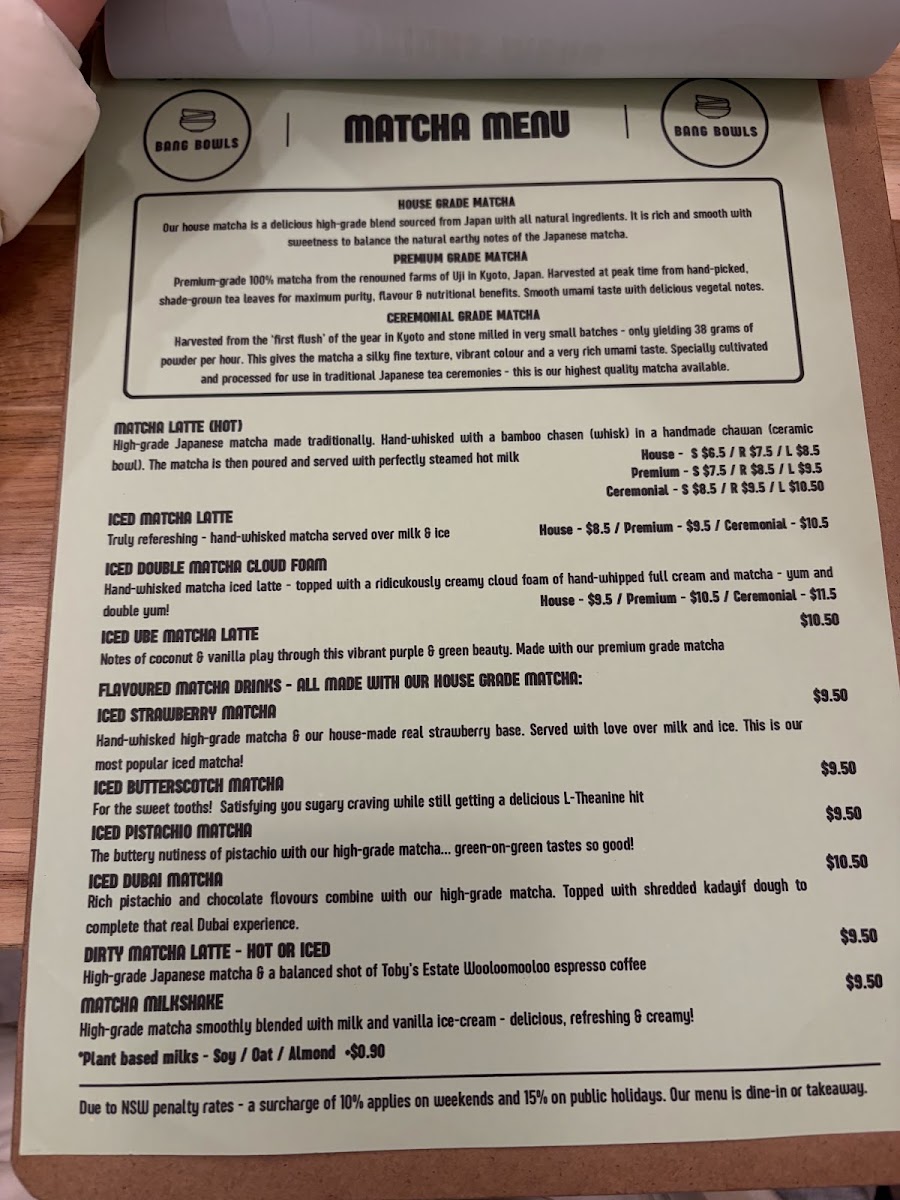 Bang Bowls menu board
