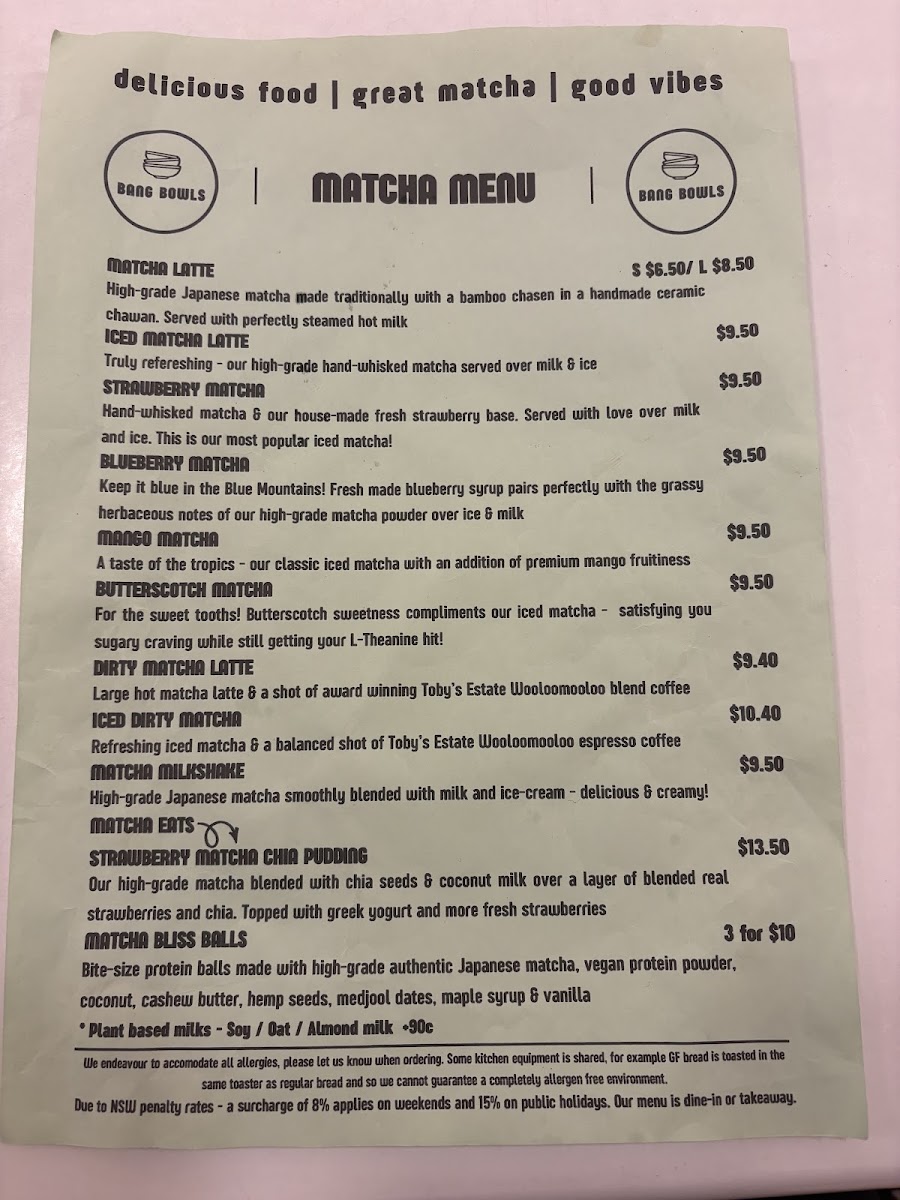 Bang Bowls menu board