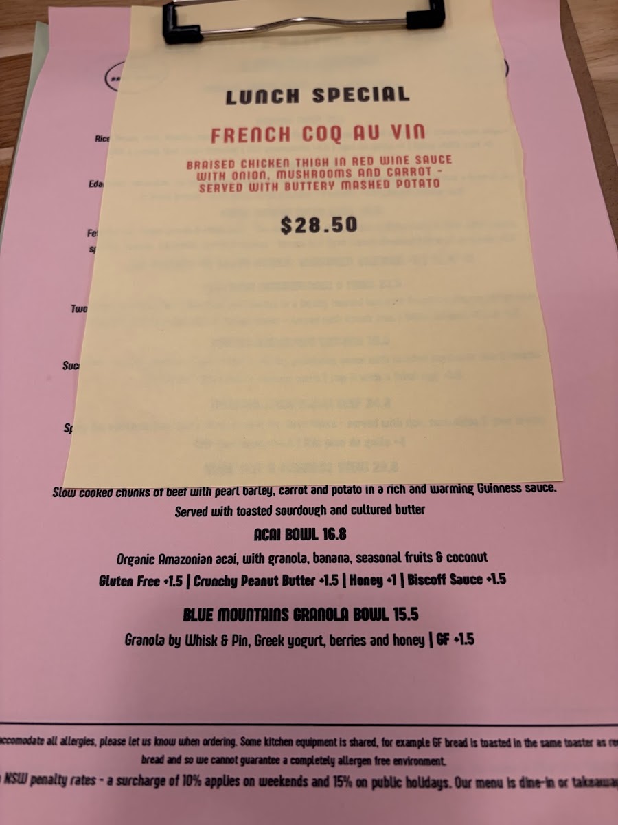 Bang Bowls menu board