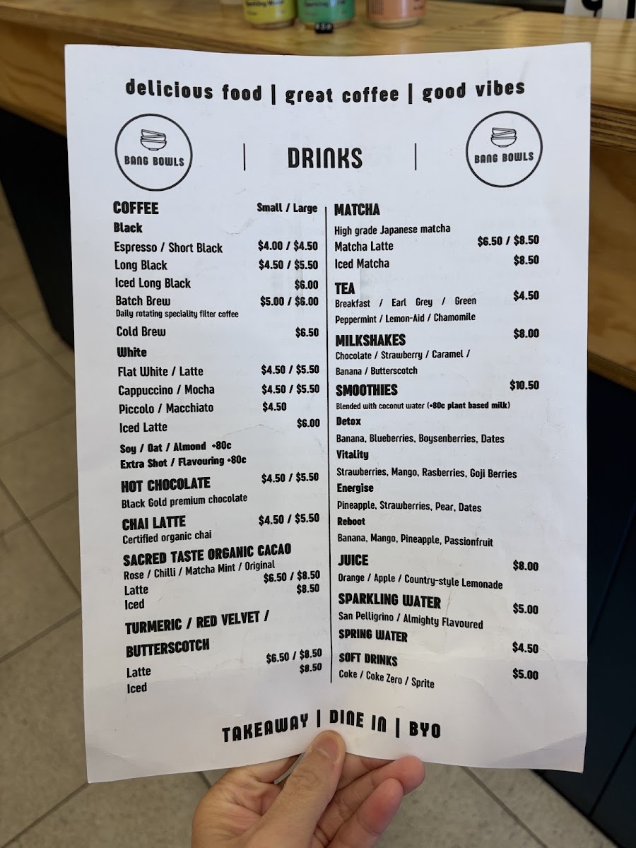 Bang Bowls menu board