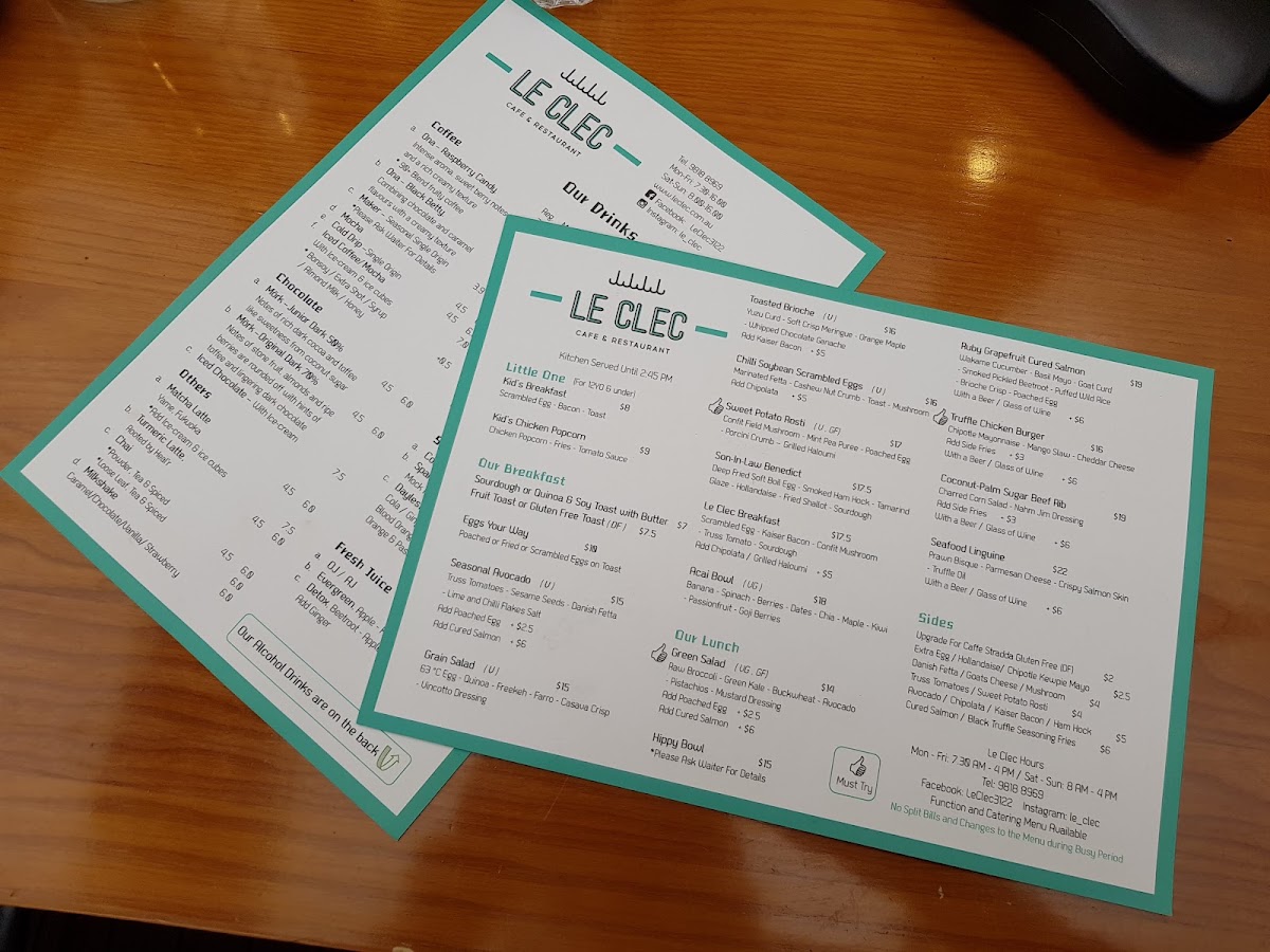 Le CLEC menu board