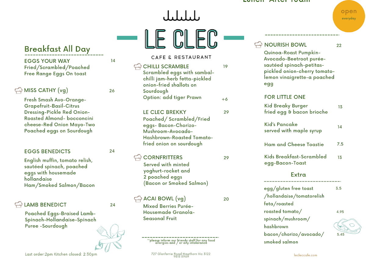 Le CLEC menu board