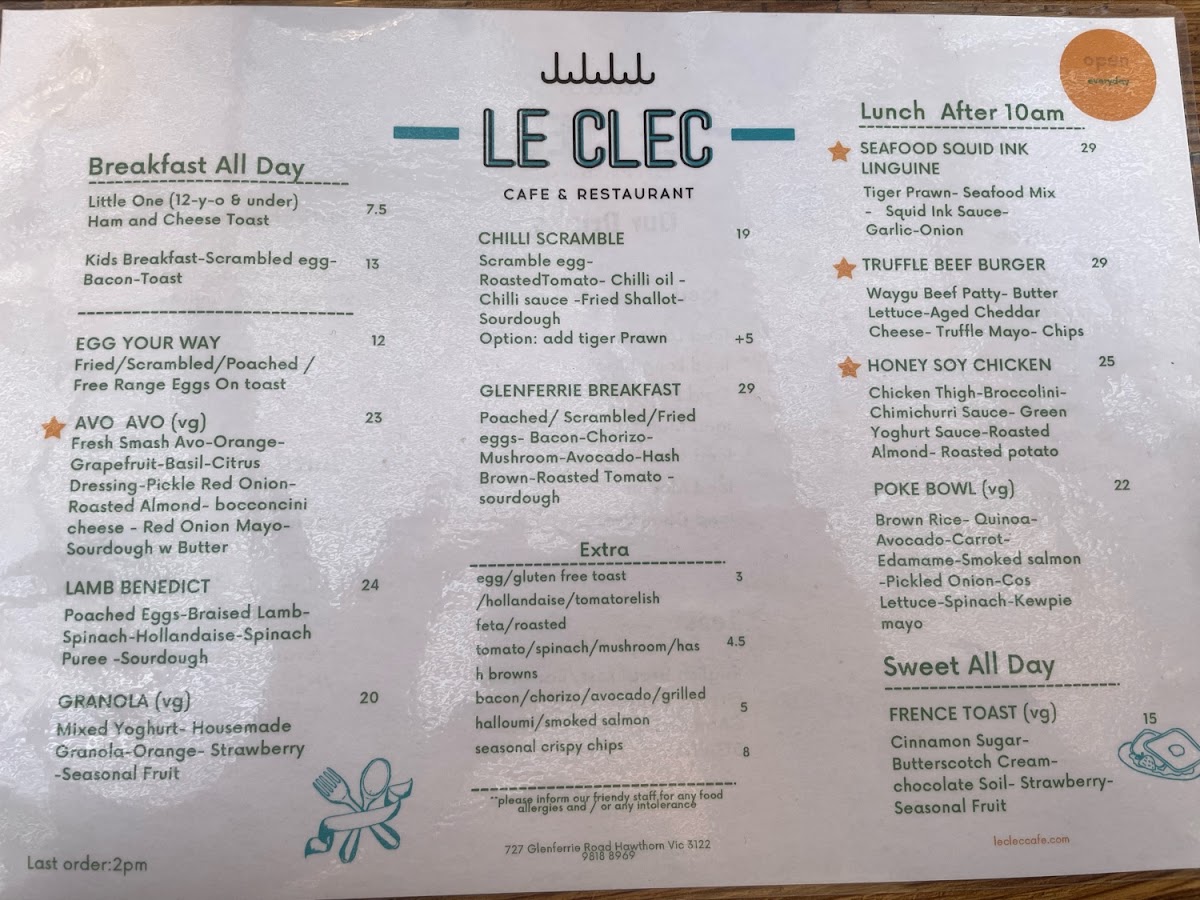 Le CLEC menu board