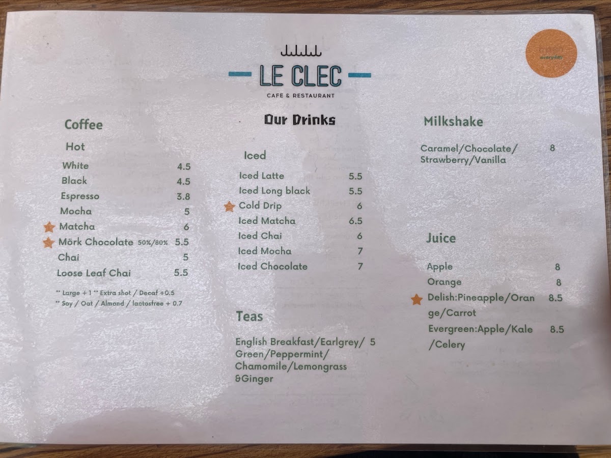 Le CLEC menu board