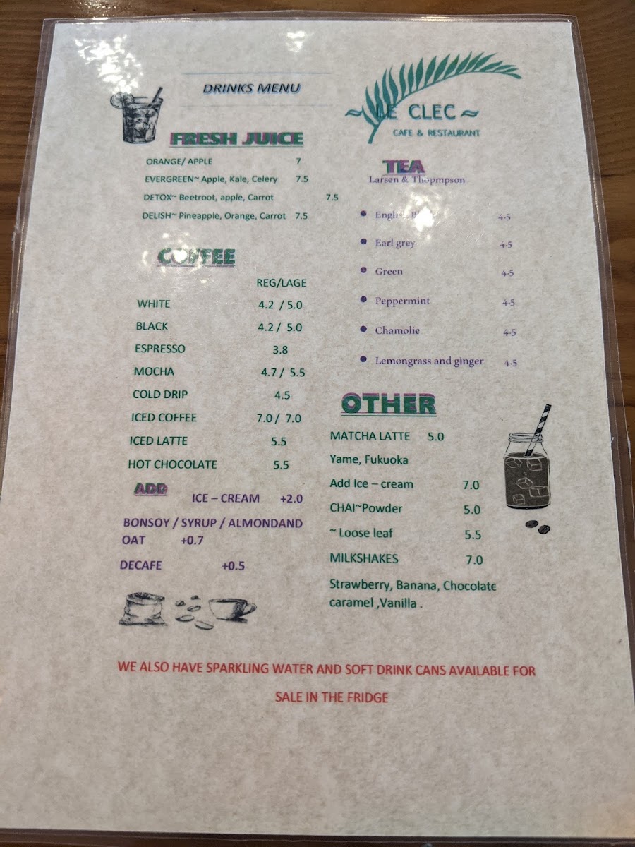 Le CLEC menu board