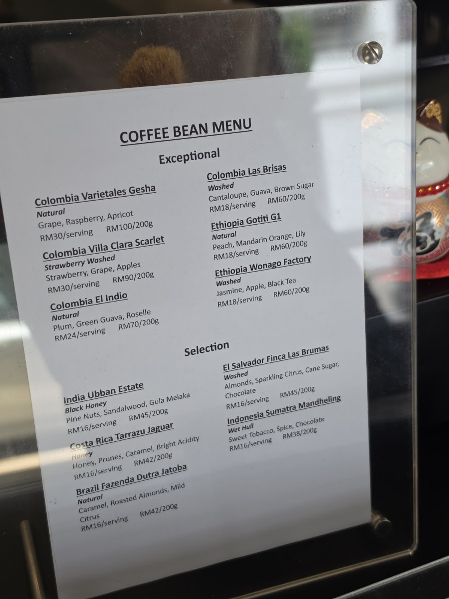Reframe Coffee Roasters menu board
