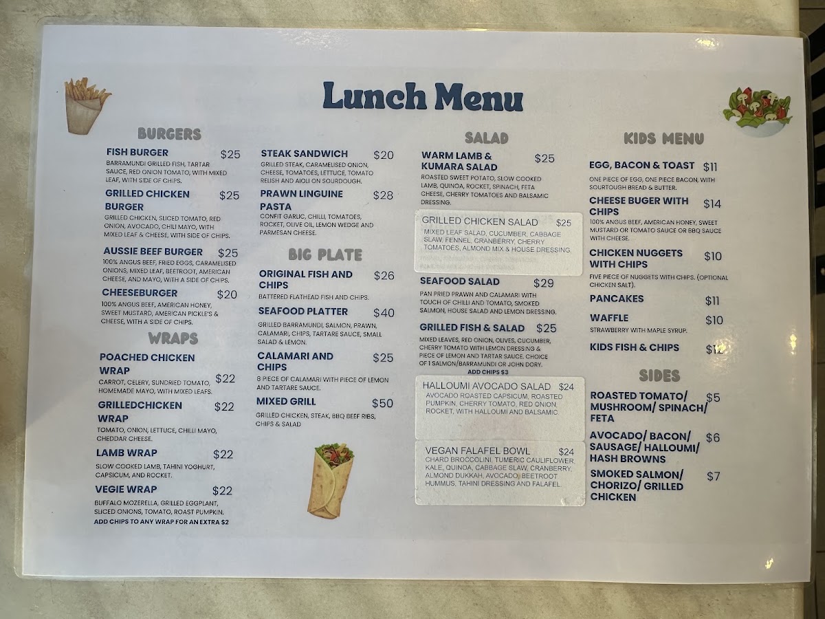 Sea Bar Cafe menu board