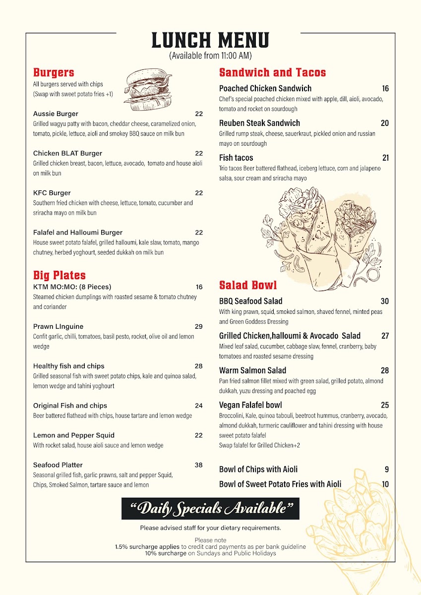 Sea Bar Cafe menu board