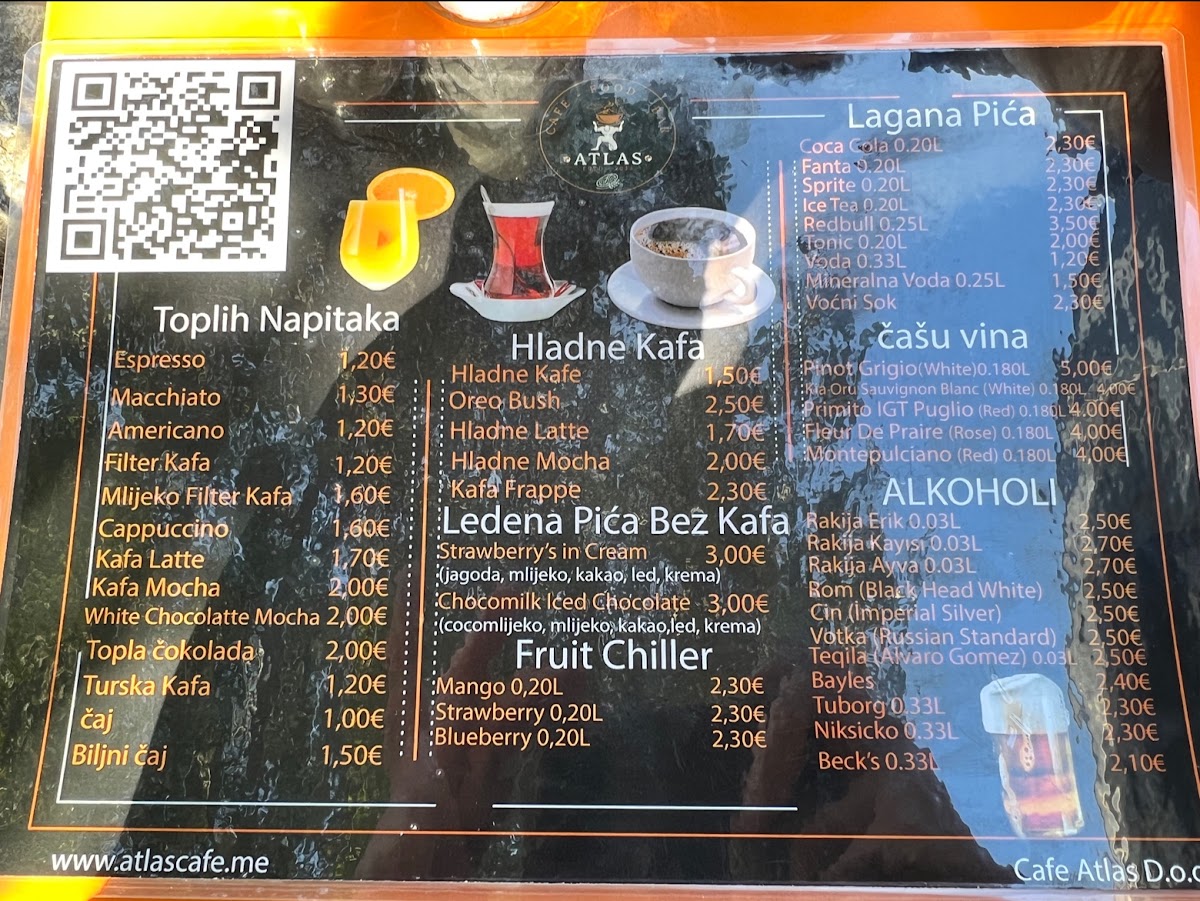 Atlas Cafe & Bar menu board