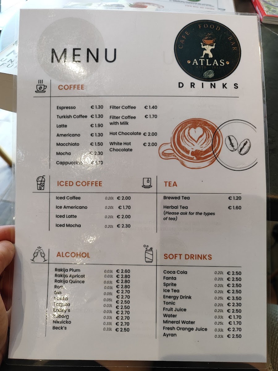 Atlas Cafe & Bar menu board