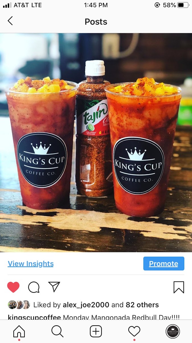 King's Cup Coffee menu board