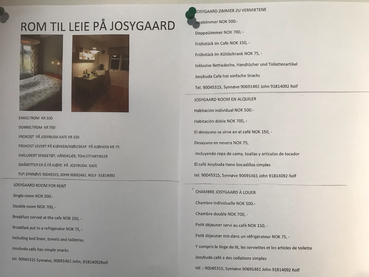Josybuda menu board