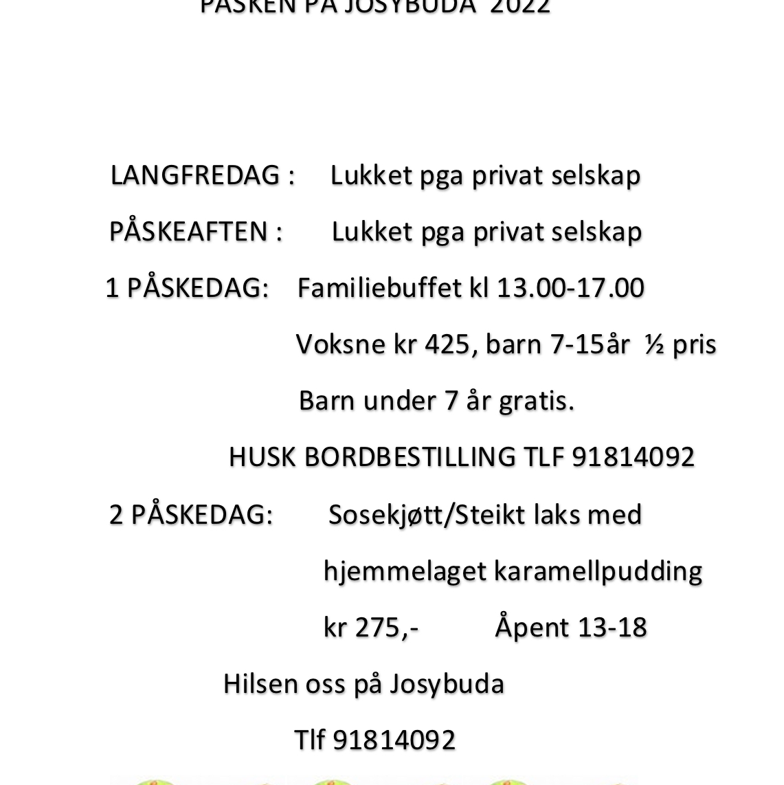 Josybuda menu board