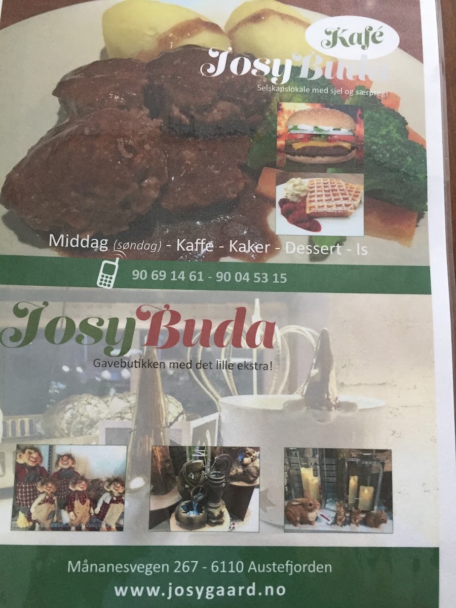 Josybuda menu board