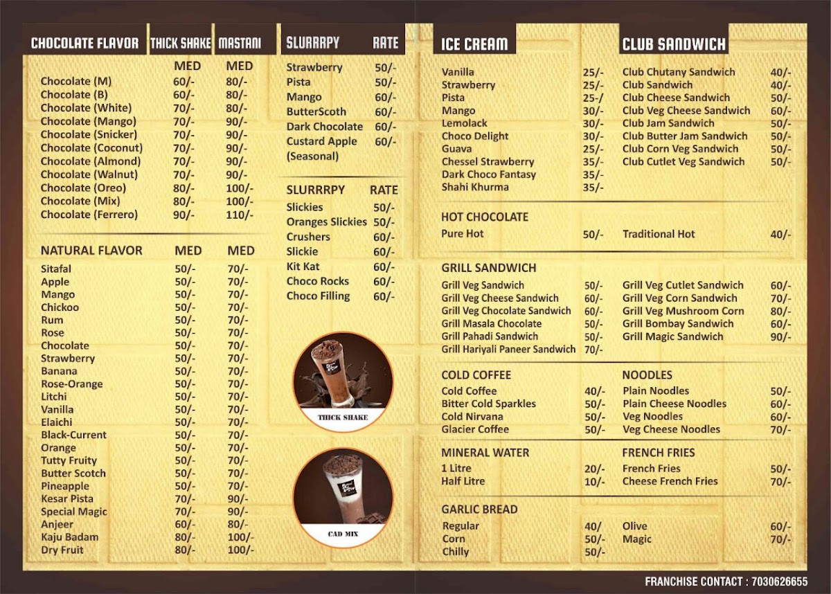 Cafe Hidden Place menu board