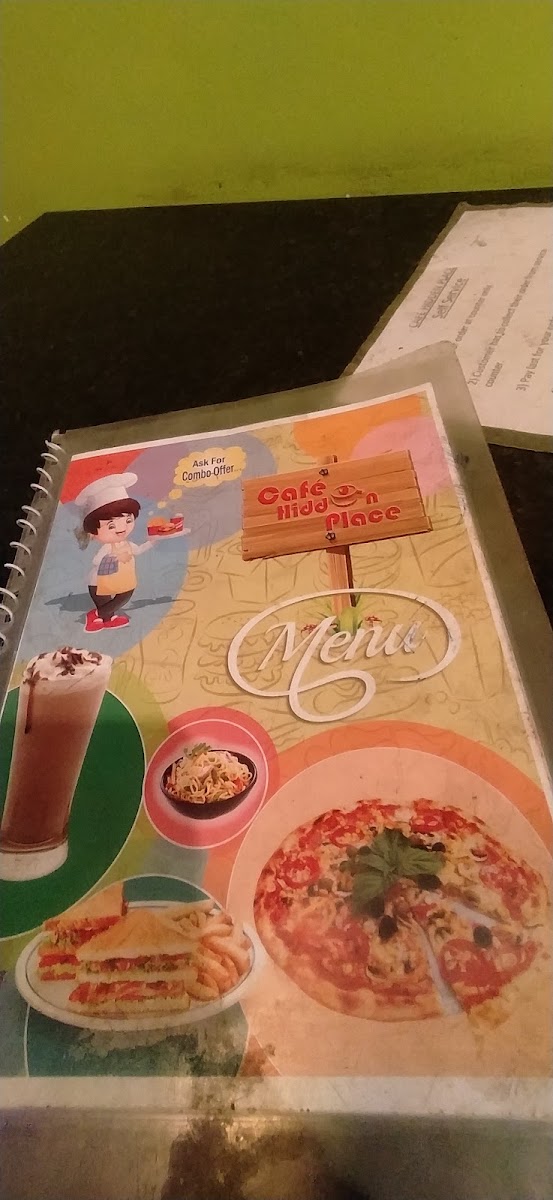 Cafe Hidden Place menu board